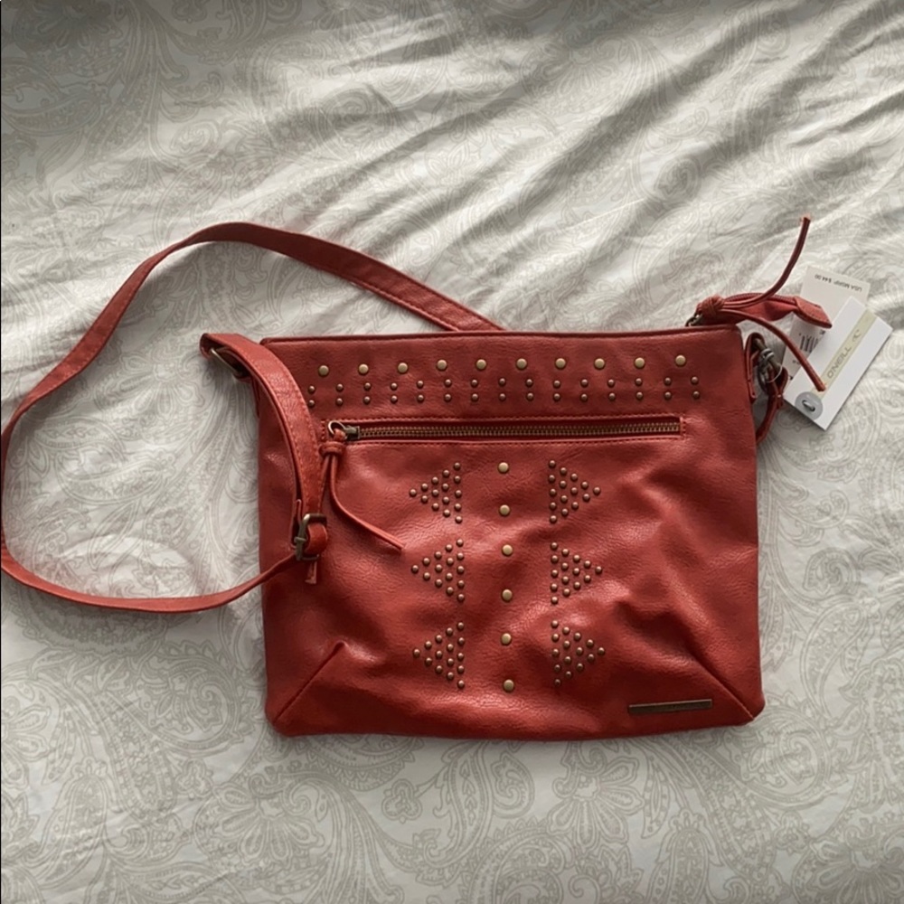 Studded red orange O’Neil crossbody bag